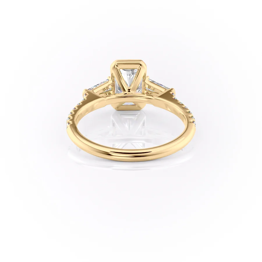 1 CT Radiant Cut Half Bezel Engagement Ring - Moissanite Diamond