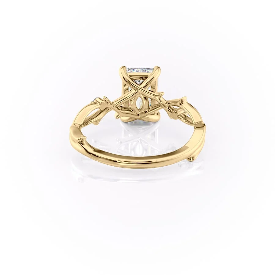 1 CT Emerald Cut Nature Inspired Engagement Ring - Moissanite Diamond