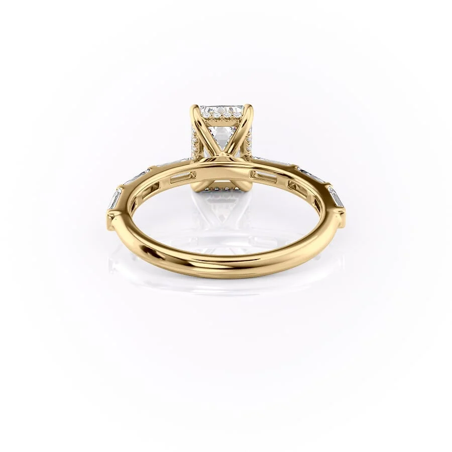 1 CT Emerald Cut Pave Engagement Ring - Moissanite Diamond