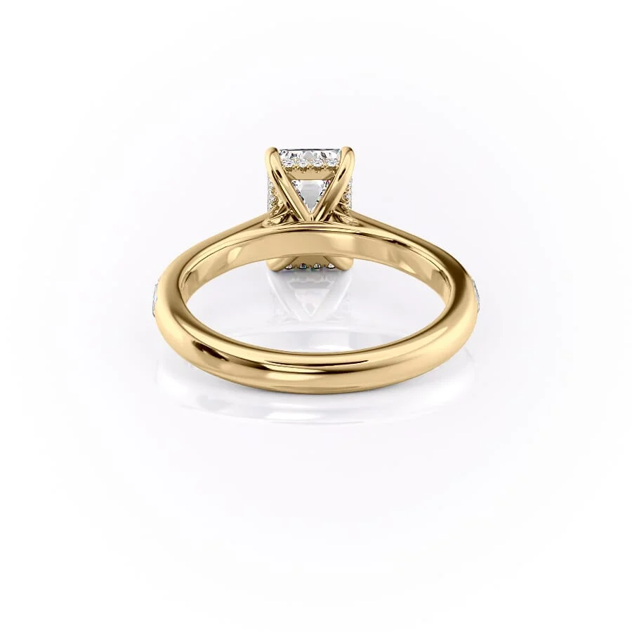 1 CT Emerald Cut Cathedral Engagement Ring - Moissanite Diamond