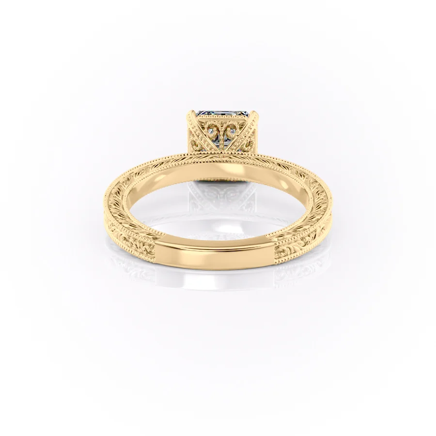 2 CT Asscher Cut Milgrain Engagement Ring - Moissanite Diamond