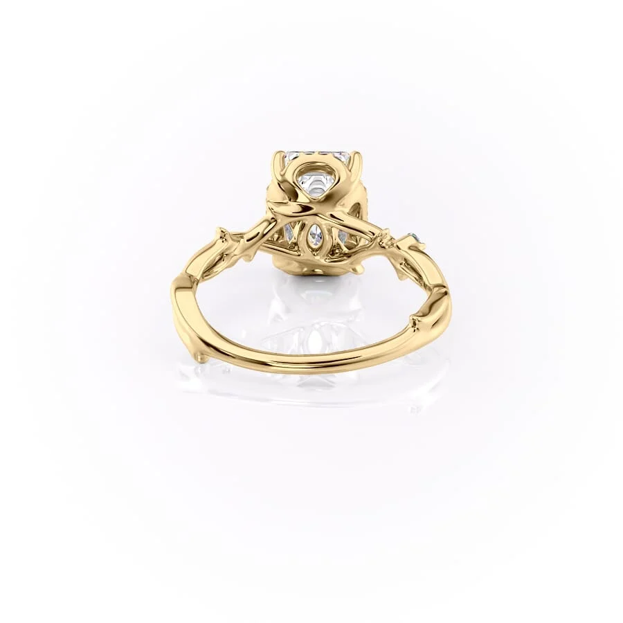1 CT Emerald Cut Halo Nature Inspired Engagement Ring - Moissanite Diamond