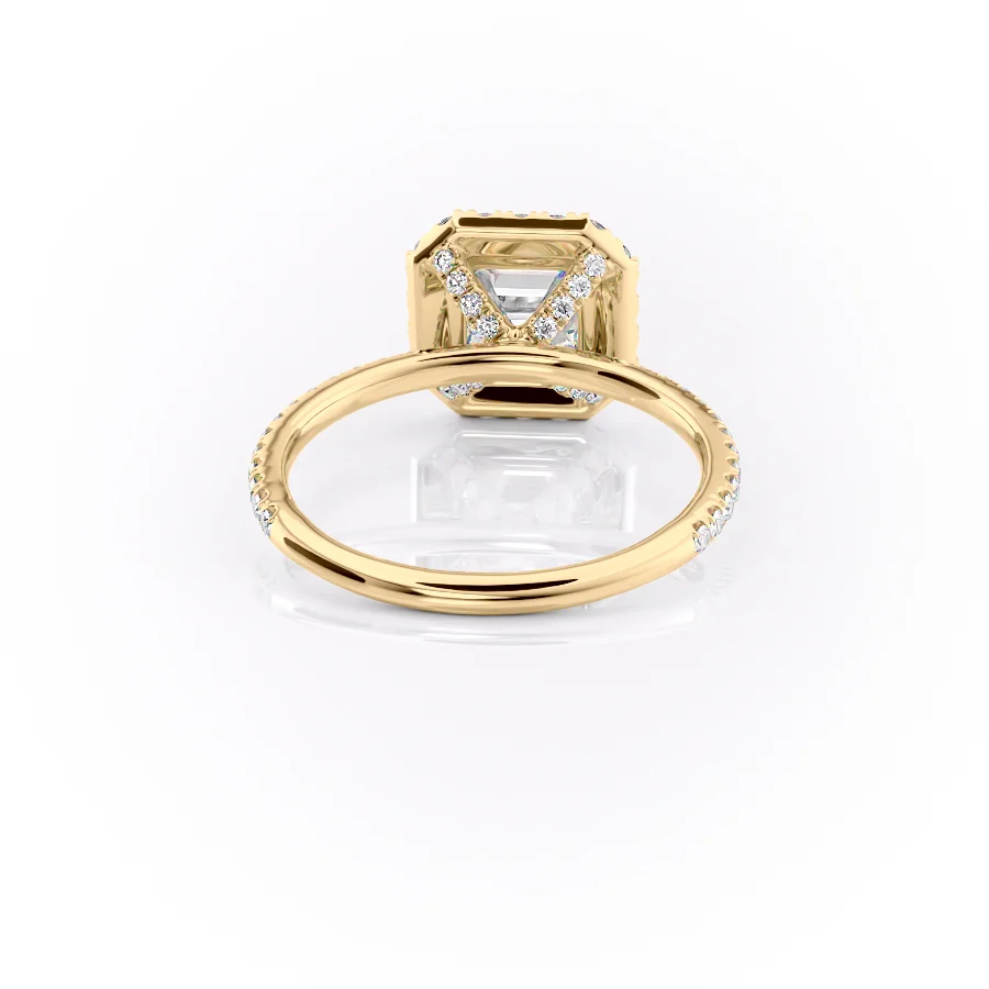 2 CT Asscher Cut Halo Pave Engagement Ring - Moissanite Diamond