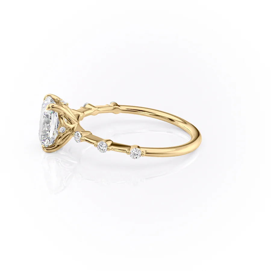 1 CT Elongated Cushion Cut Petite Pave Engagement Ring - Moissanite Diamond