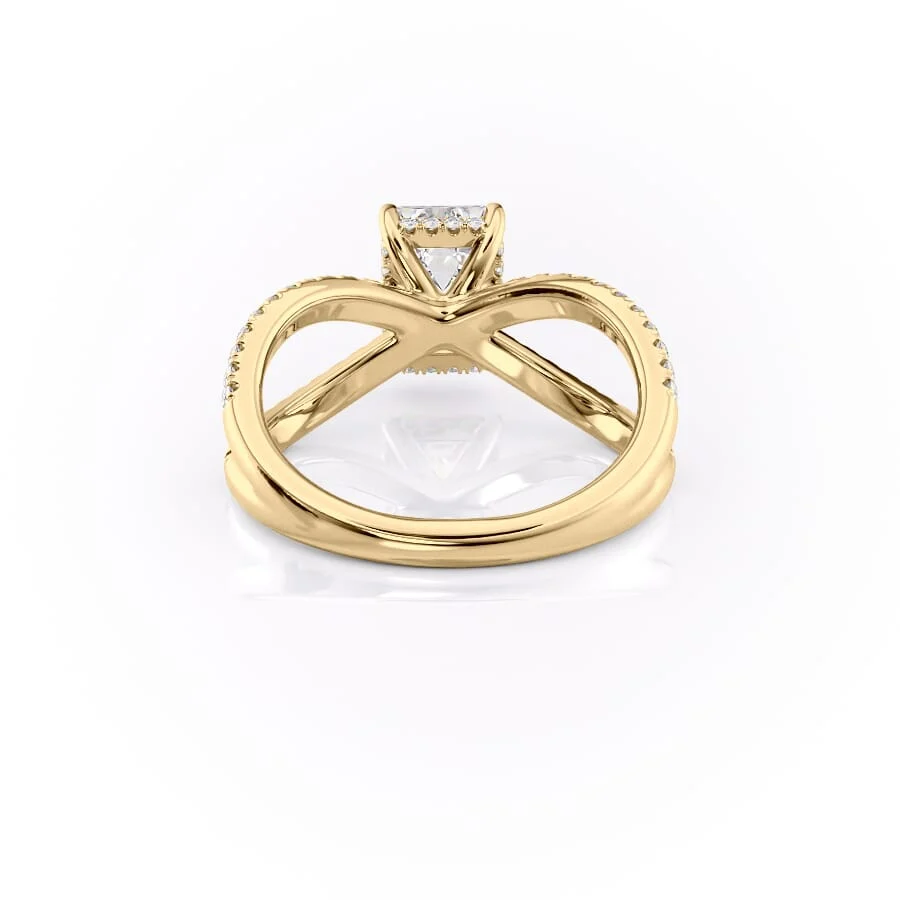 1 CT Emerald Cut Unique Split Shank Engagement Ring - Moissanite Diamond