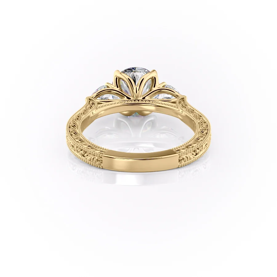 2 CT Round Cut Three Stone Vintage Engagement Ring - Moissanite Diamond