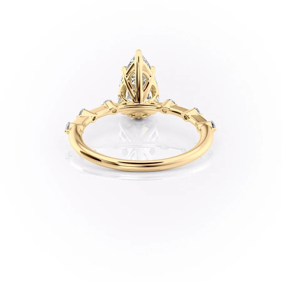 2 CT Pear Cut Petite Pave Engagement Ring - Moissanite Diamond