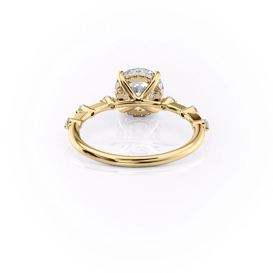1 CT Round Cut Hidden Halo Petite Pave Engagement Ring - Moissanite Diamond