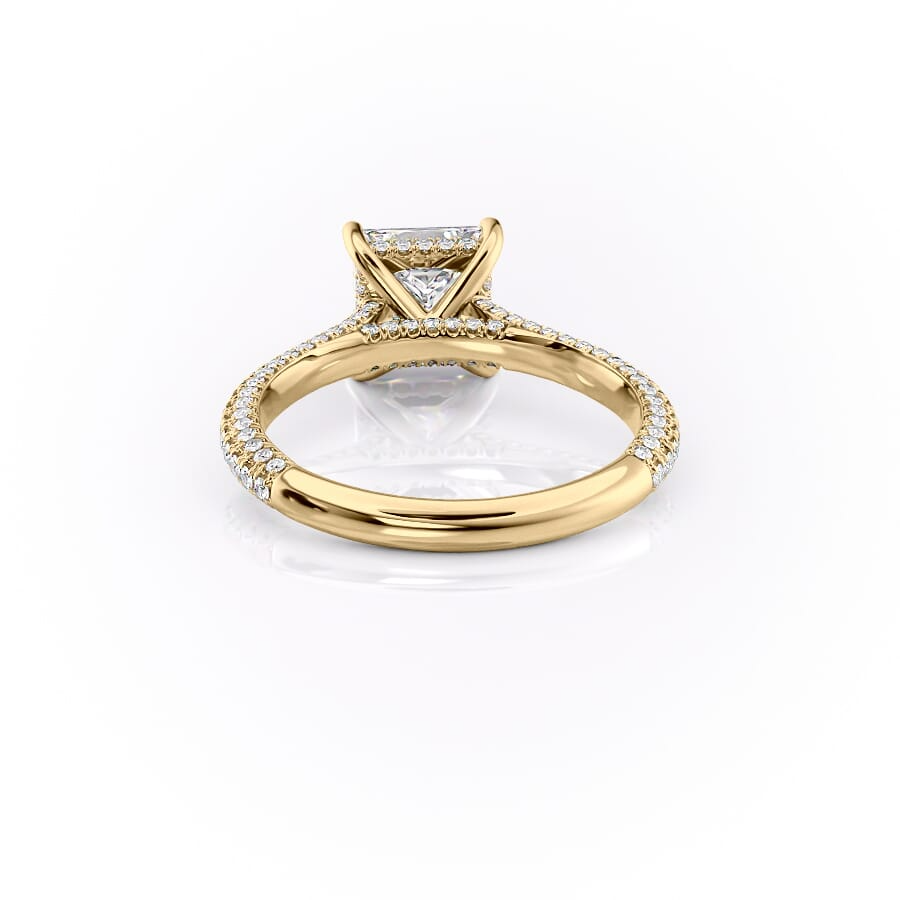 2 CT Princess Cut Three Side Pave Engagement Ring - Moissanite Diamond