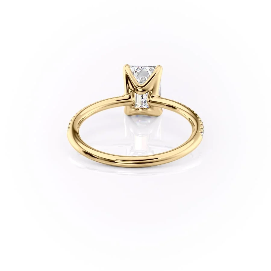 1 CT Emerald Cut Pave Engagement Ring - Moissanite Diamond