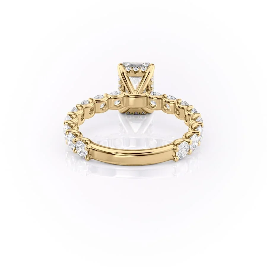 1 CT  Emerald Pave Engagement Ring - Moissanite Diamond