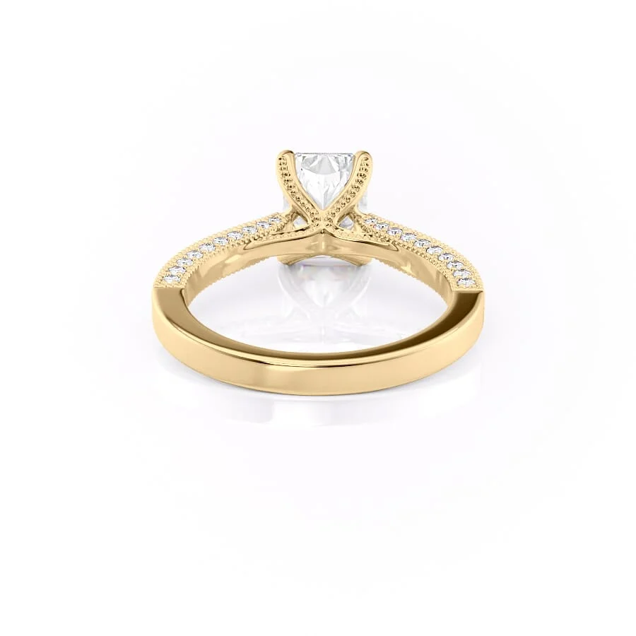 1 CT Radiant Cut Three Side Pave Engagement Ring - Moissanite Diamond