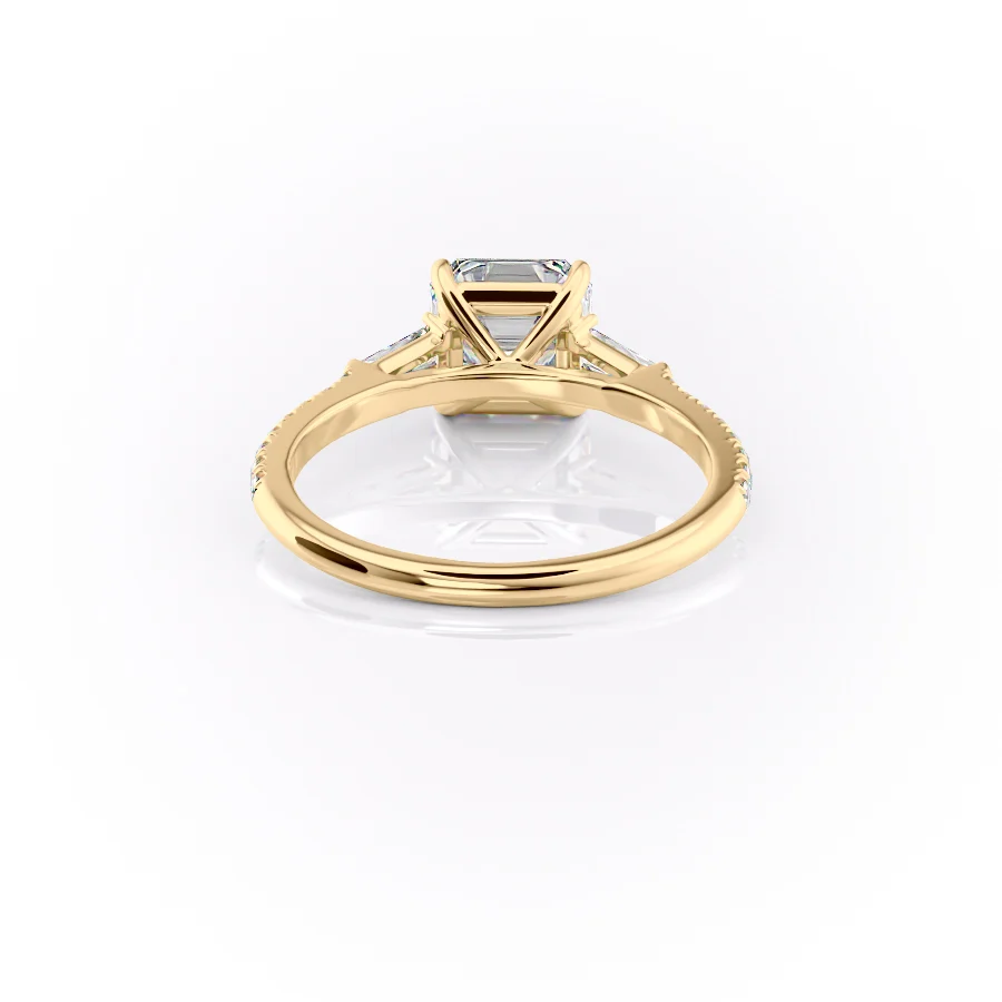 2 CT Asscher Cut Three Stone Pave Engagement Ring - Moissanite Diamond