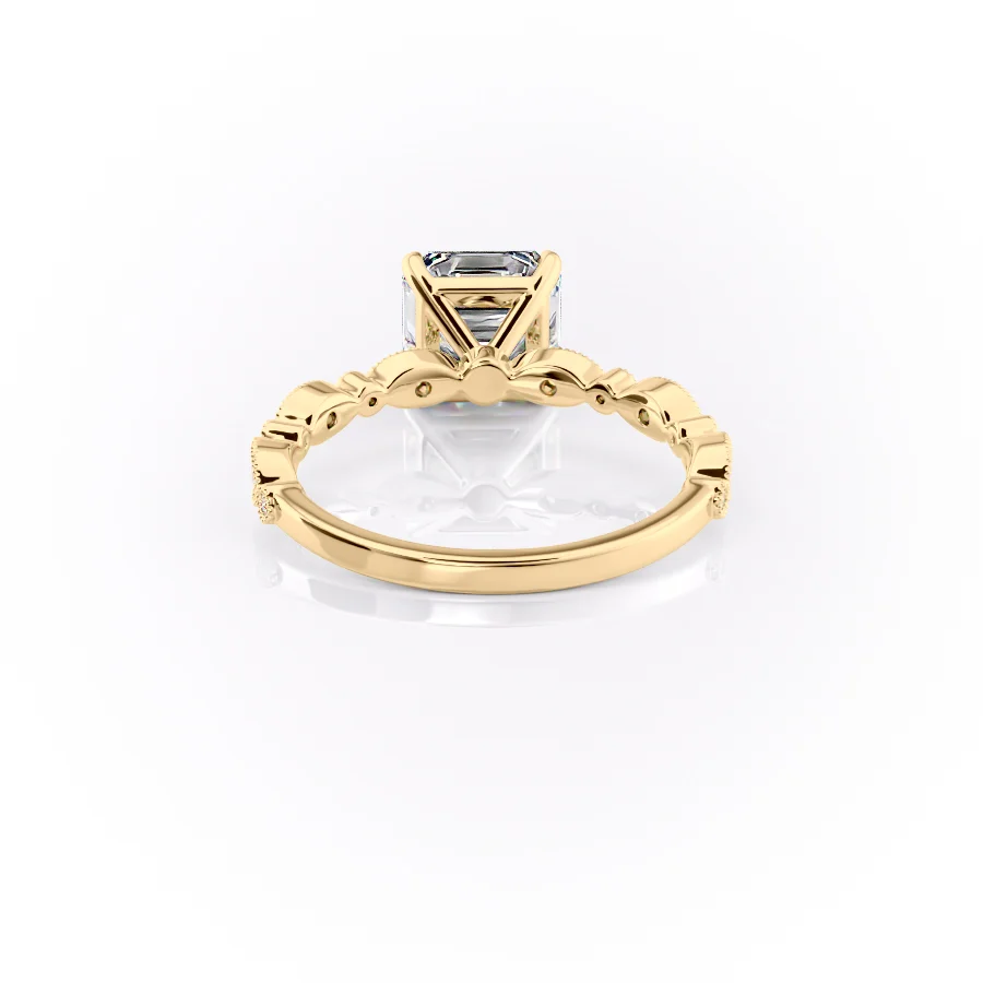 2 CT Asscher Cut Milgrain Engagement Ring - Moissanite Diamond