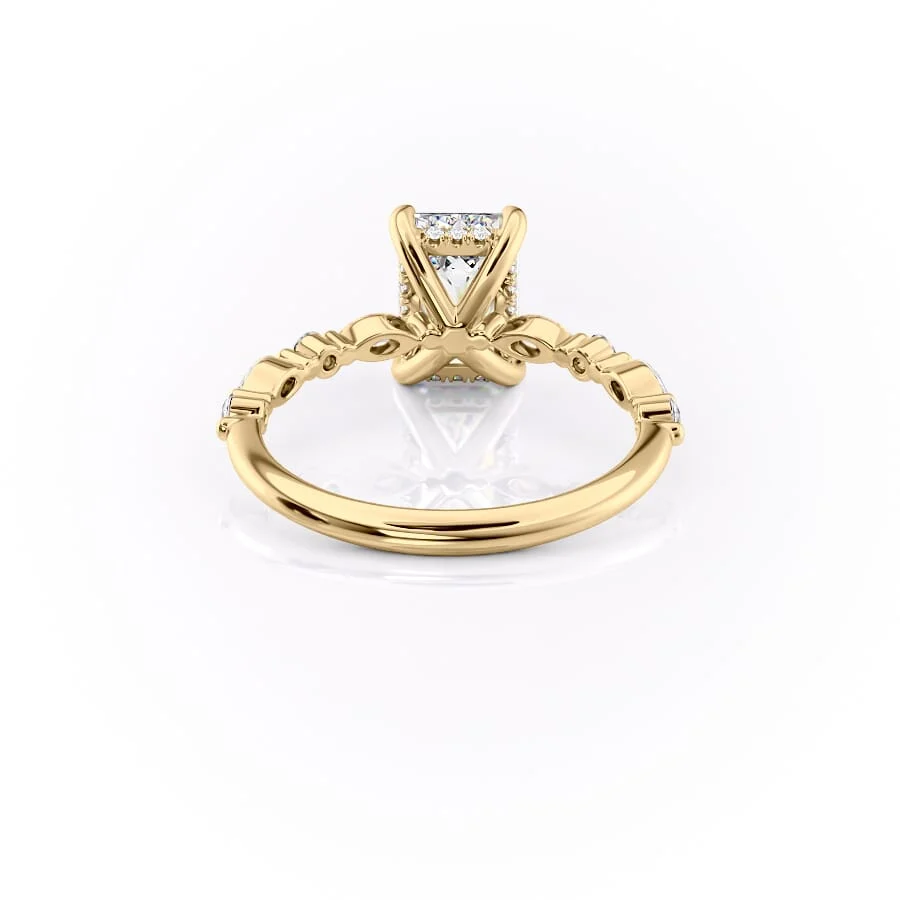 1 CT Emerald Cut Pave Engagement Ring - Moissanite Diamond