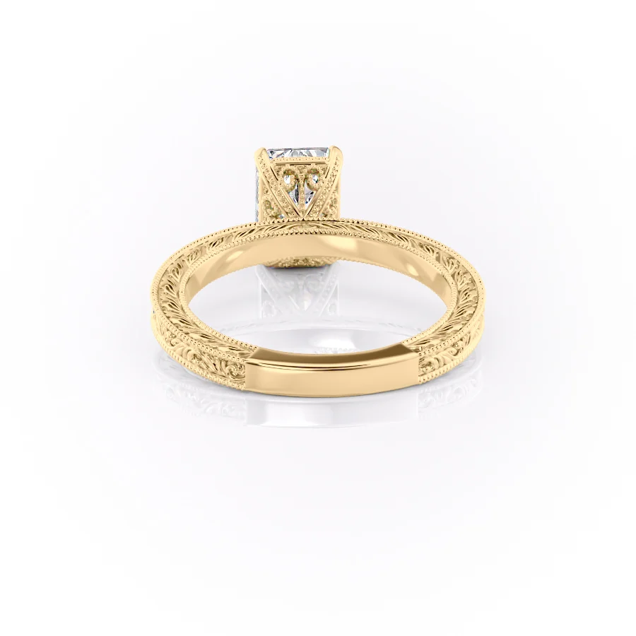 1 CT Emerald Cut Cathedral Engagement Ring - Moissanite Diamond