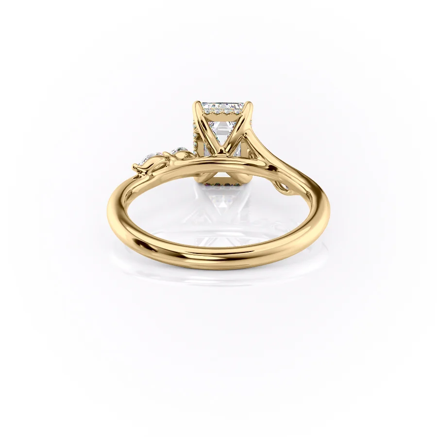 1 CT Emerald Cut Sweeping Engagement Ring - Moissanite Diamond