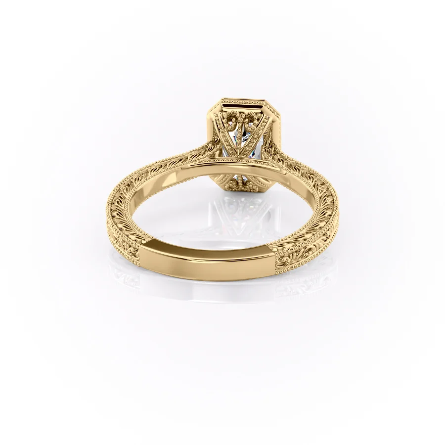 1 CT Emerald Cut Vintage Halo Engagement Ring - Moissanite Diamond