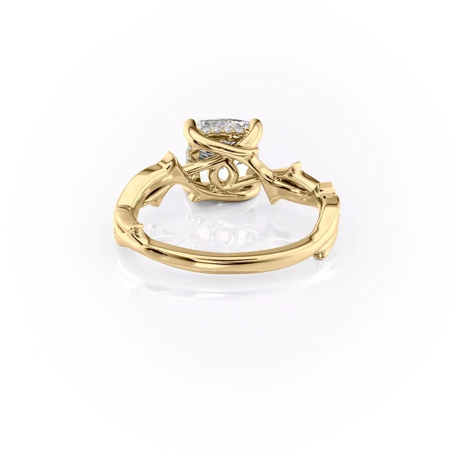 2 CT Cushion Cut Twig Hidden Halo Engagement Ring - Moissanite Diamond