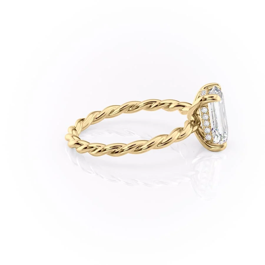 1 CT Emerald Cut Thread Engagement Ring - Moissanite Diamond