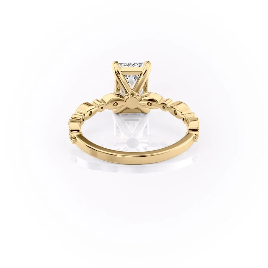 1 CT Emerald Cut Milgrain Engagement Ring - Moissanite Diamond