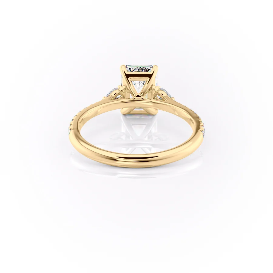 1 CT Emerald Cut Pave Three Stone Engagement Ring - Moissanite Diamond