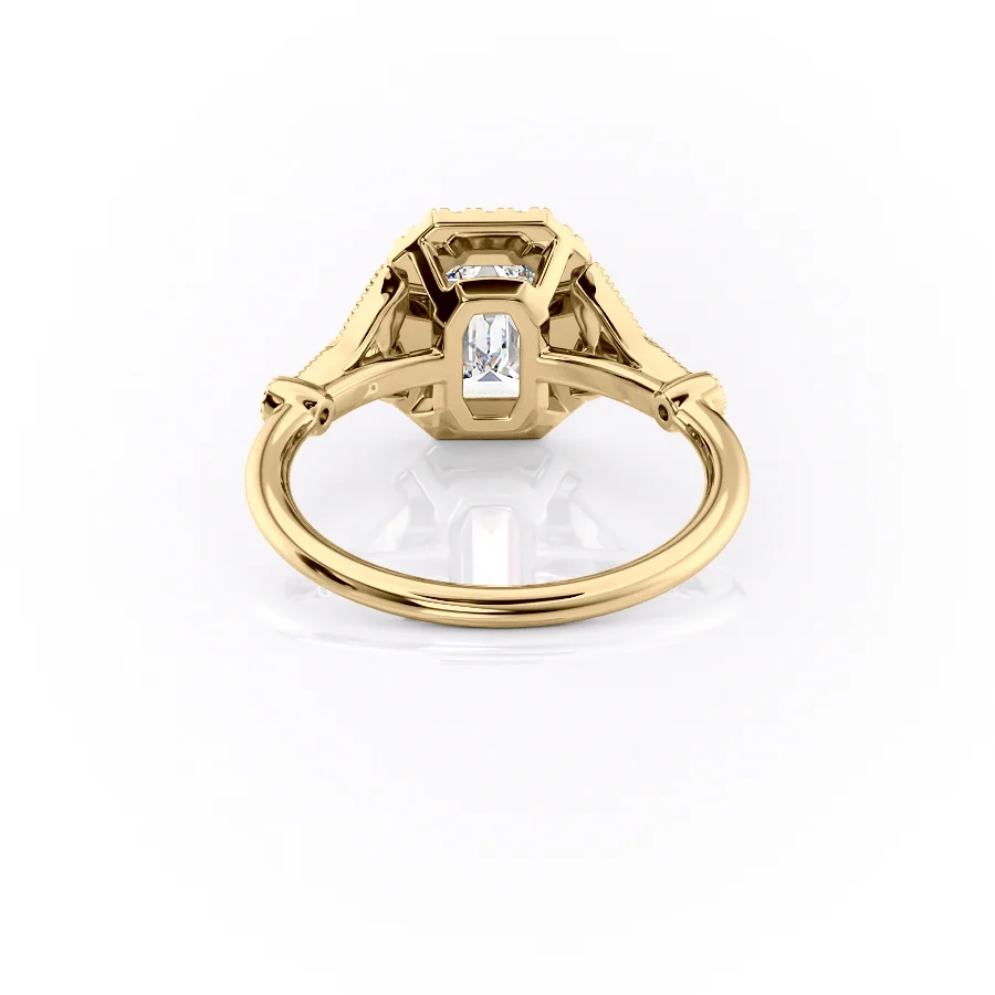 1 CT Emerald Cut Halo Vintage Engagement Ring - Moissanite Diamond