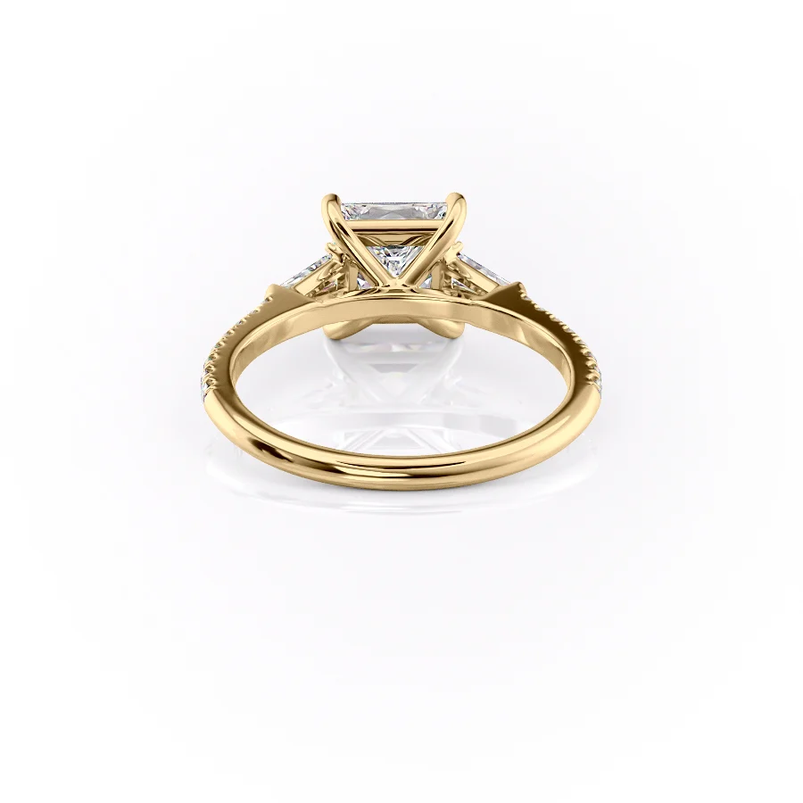 2 CT Princess Cut Three Stone Pave Engagement Ring - Moissanite Diamond