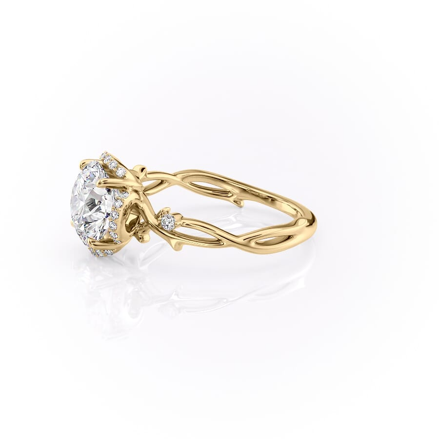 2 CT Round Cut Halo Twig Lab Grown Diamond Engagement Ring