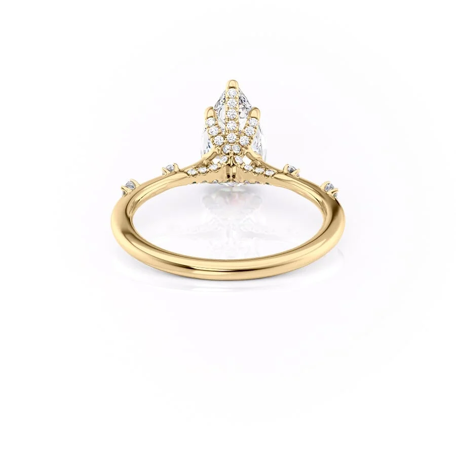 2 CT Pear Cut Petite Pave Engagement Ring - Moissanite Diamond