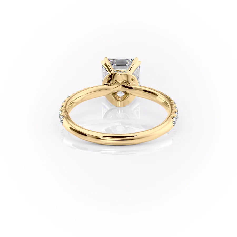 2 CT Asscher Cut Hidden Halo Pave Engagement Ring - Moissanite Diamond