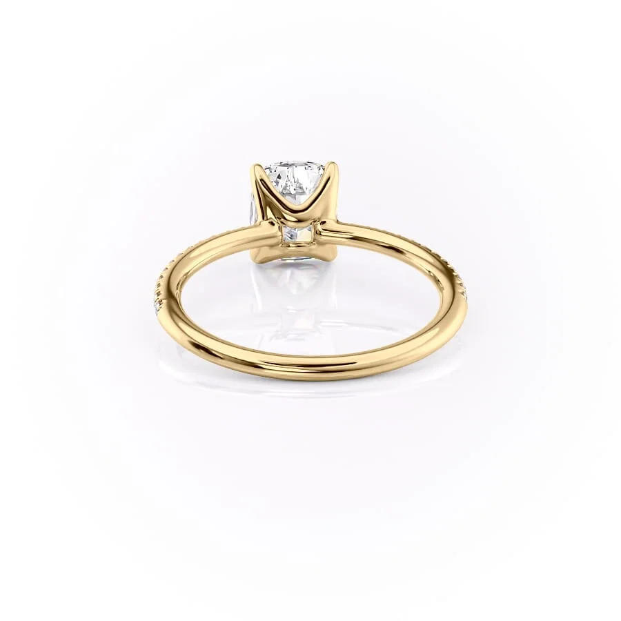 1 CT Elongated Cushion Cut Pave Engagement Ring - Moissanite Diamond