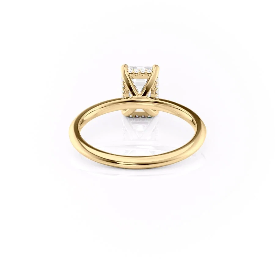 1 CT Emerald Cut Hidden Halo Engagement Ring - Moissanite Diamond