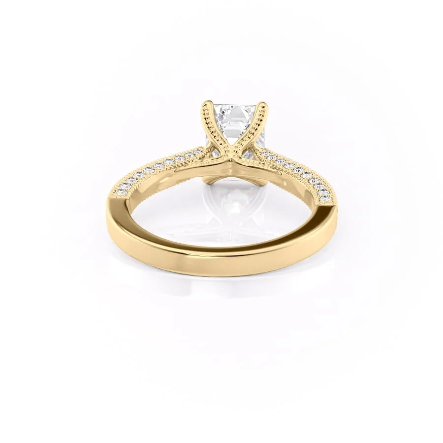 1 CT Emerald Cut Three Side Pave Engagement Ring - Moissanite Diamond