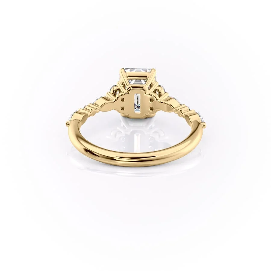 1 CT Emerald Cut Cluster Engagement Ring - Moissanite Diamond
