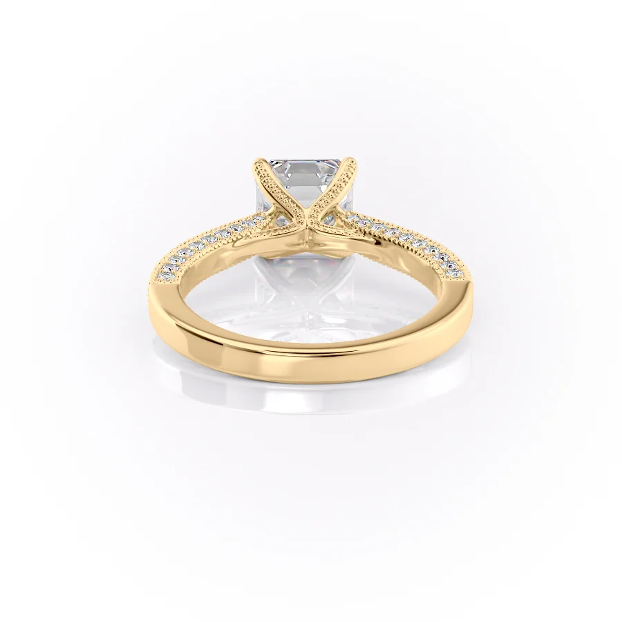 2 CT Asscher Cut Vintage Three Side Pave Engagement Ring - Moissanite Diamond