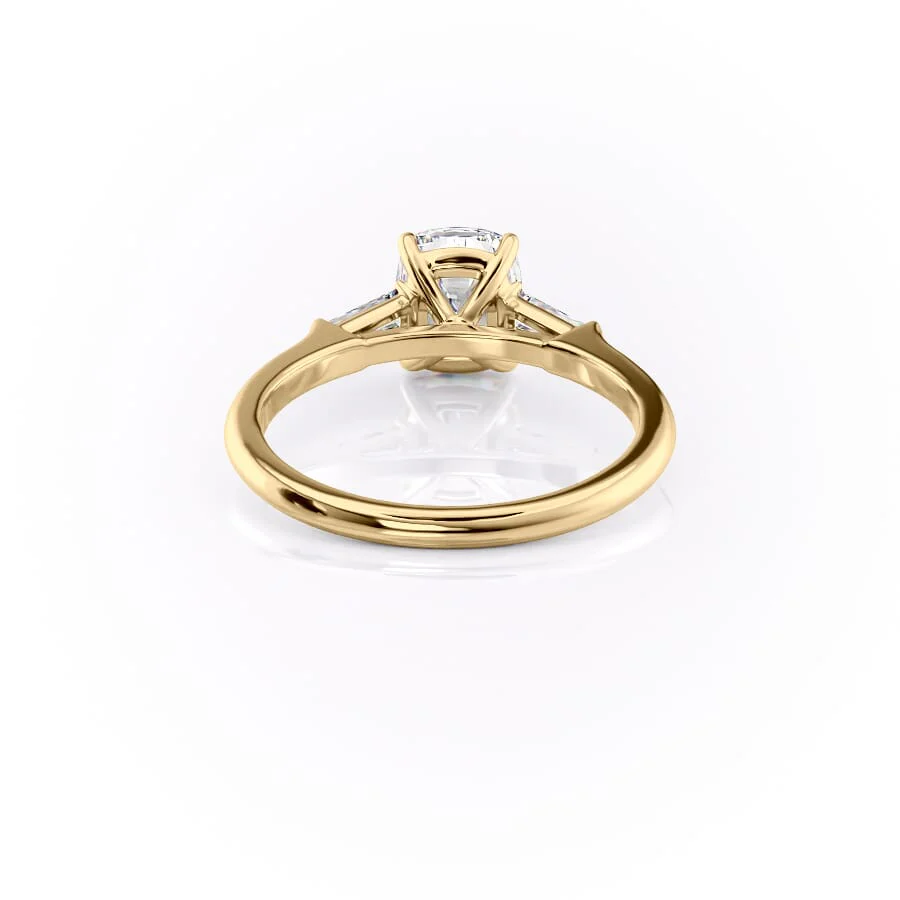 1 CT Elongated Cushion Three Stone Engagement Ring - Moissanite Diamond