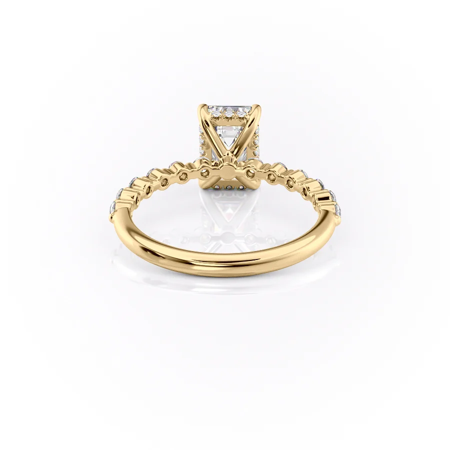 1 CT Emerald Cut Hidden Pave Engagement Ring - Moissanite Diamond