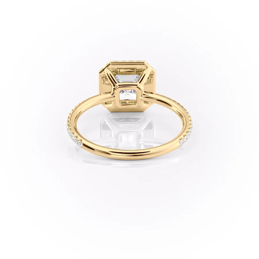2 CT Asscher Cut Halo Pave Engagement Ring - Moissanite Diamond