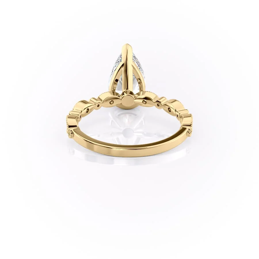 2 CT Pear Cut Milgrain Engagement Ring - Moissanite Diamond