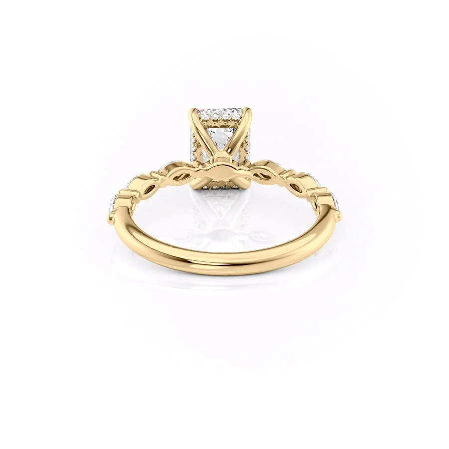 1 CT  Emerald Cut Pave Engagement Ring - Moissanite Diamond