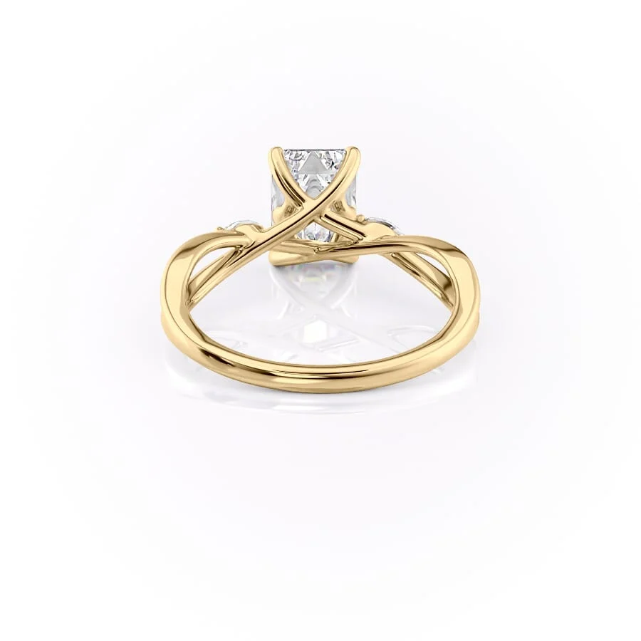1 CT Unique Emerald Cut Engagement Ring - Moissanite Diamond
