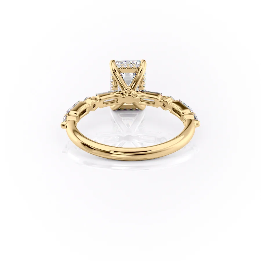 1 CT  Emerald Cut Pave Engagement Ring - Moissanite Diamond