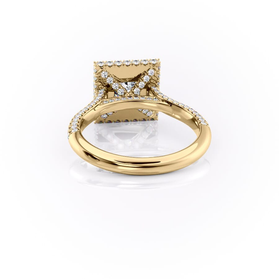 2 CT Princess Cut Halo Pave Engagement Ring - Moissanite Diamond