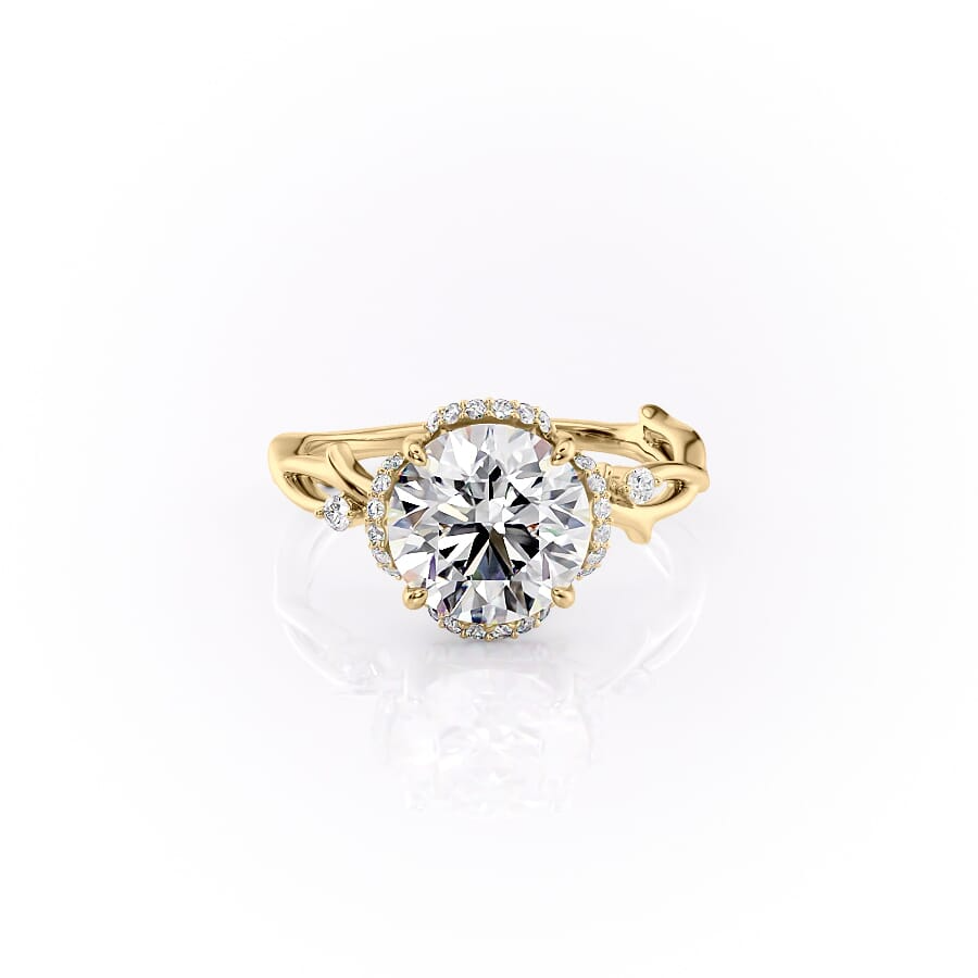 2 CT Round Cut Halo Twig Lab Grown Diamond Engagement Ring