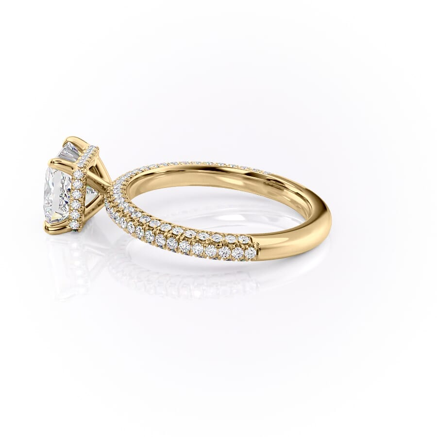 2 CT Princess Cut Three Side Pave Engagement Ring - Moissanite Diamond
