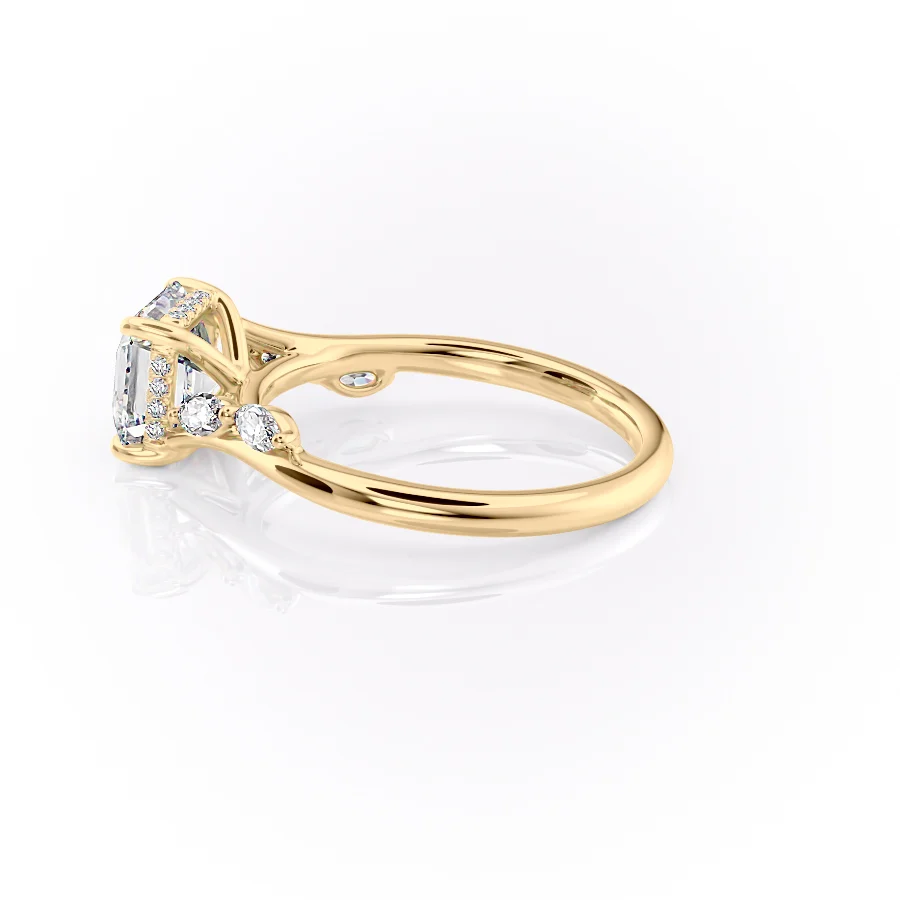 2 CT Asscher Cut Sweeping Engagement Ring - Moissanite Diamond