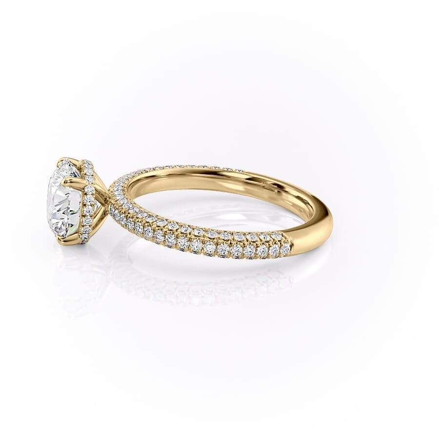 2 CT Round Cut Three Side Pave Engagement Ring - Moissanite Diamond