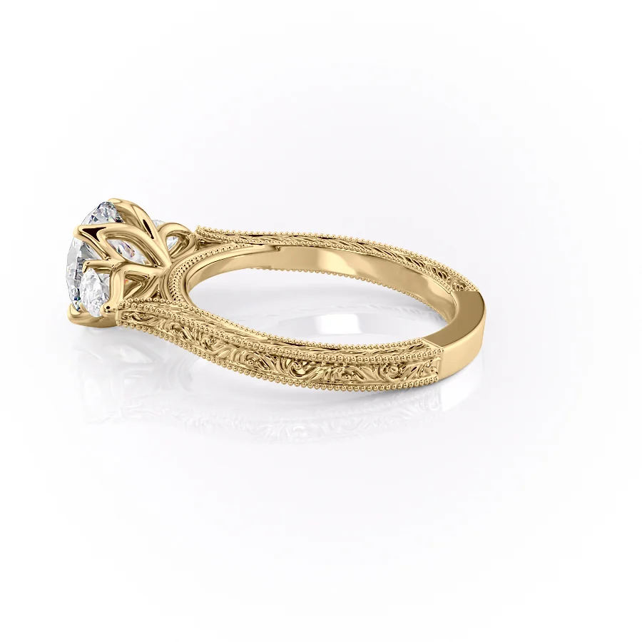 2 CT Round Cut Three Stone Vintage Engagement Ring - Moissanite Diamond