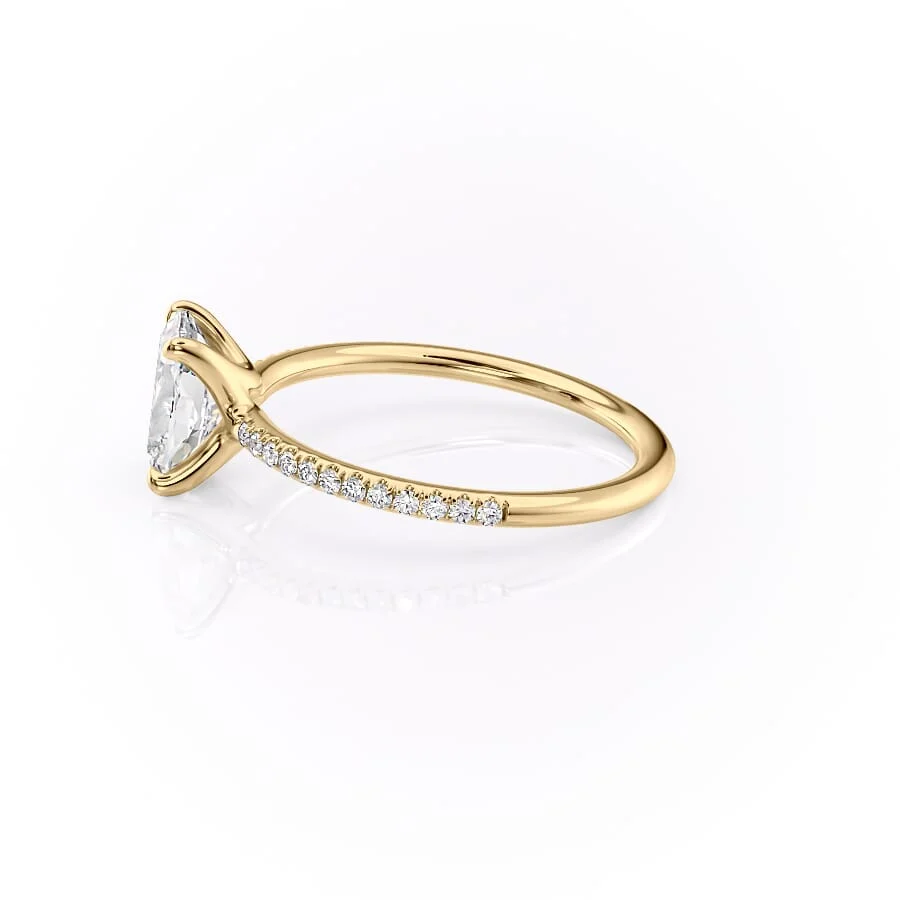 1 CT Elongated Cushion Cut Pave Engagement Ring - Moissanite Diamond